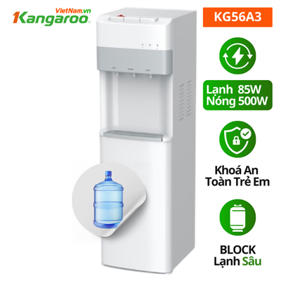 Cây nước nóng lạnh Kangaroo KG56A3, block, âm bình, 3 vòi Cây nước nóng lạnh Kangaroo KG56A3, block, âm bình, 3 vòi