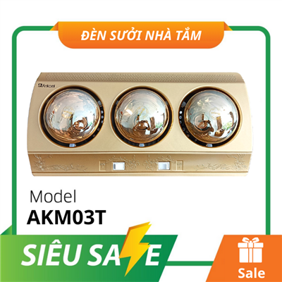 Đèn sưởi nhà tắm 3 bóng Ankomi AKM03T, công suất 825W, tự ngắt khi quá nhiệt Đèn sưởi nhà tắm 3 bóng Ankomi AKM03T, công suất 825W, tự ngắt khi quá nhiệt